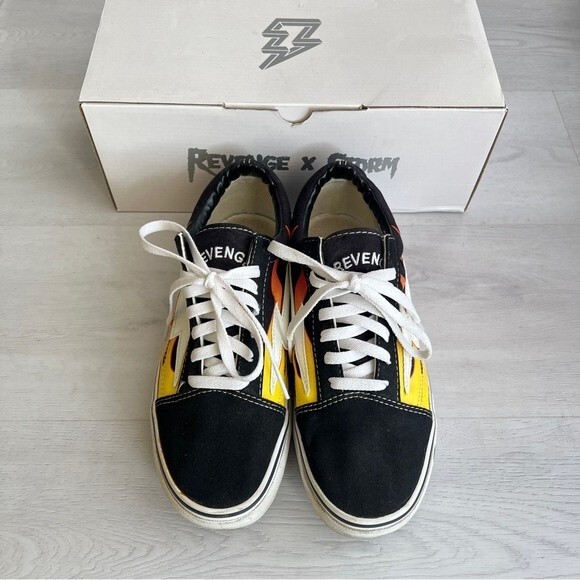 Revenge X Storm Old Skool Flame Low Top Sneakers Black - Picture 2 of 13